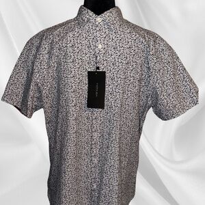Men's Casual Button Down Shirt - Black and White